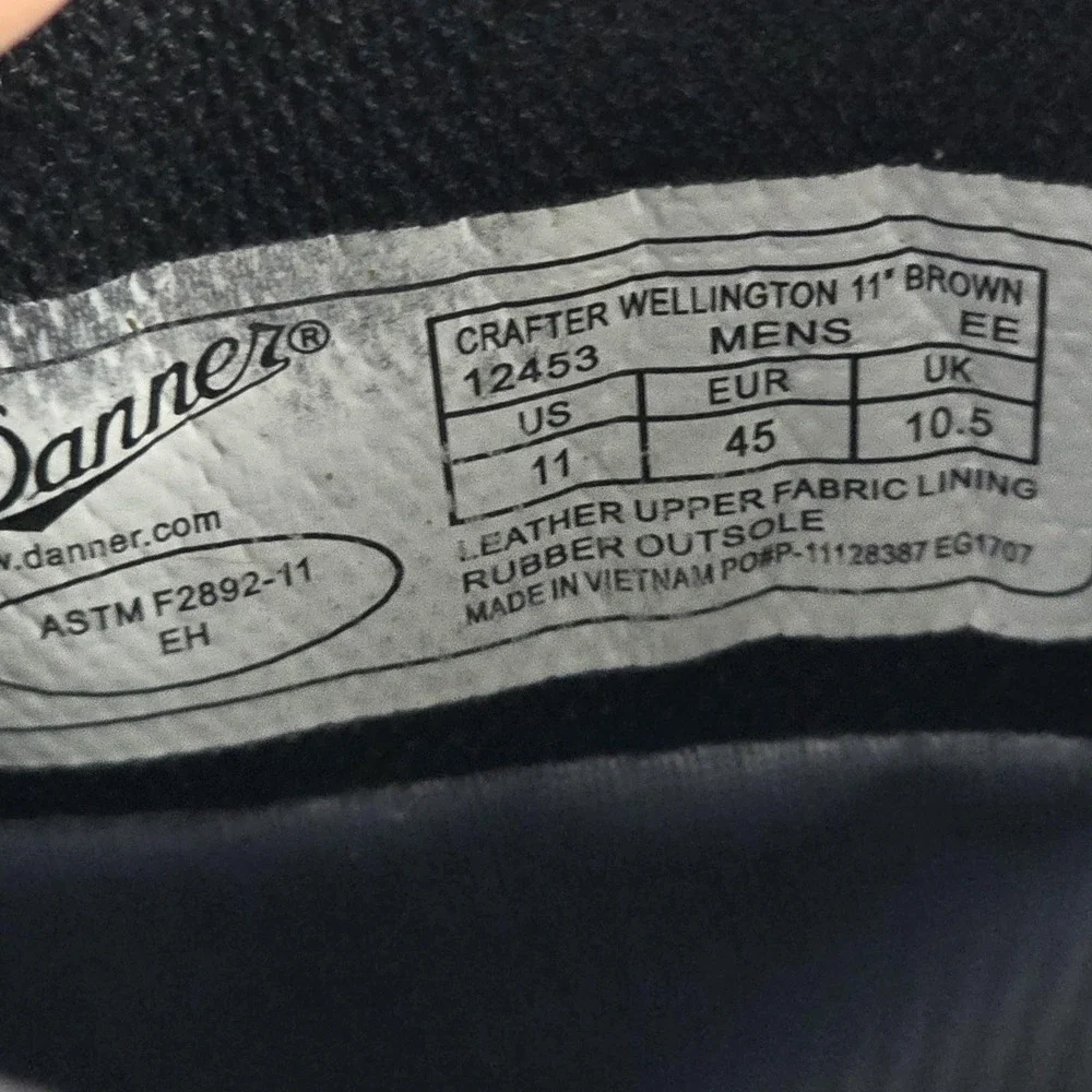 Danner Crafter Wellington Boots Mens Size 11 EE Brown Leather Pull On Work 12453 - Picture 15 of 15